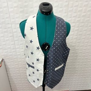 Vintage Denim Two-Tone Star Vest -Size M